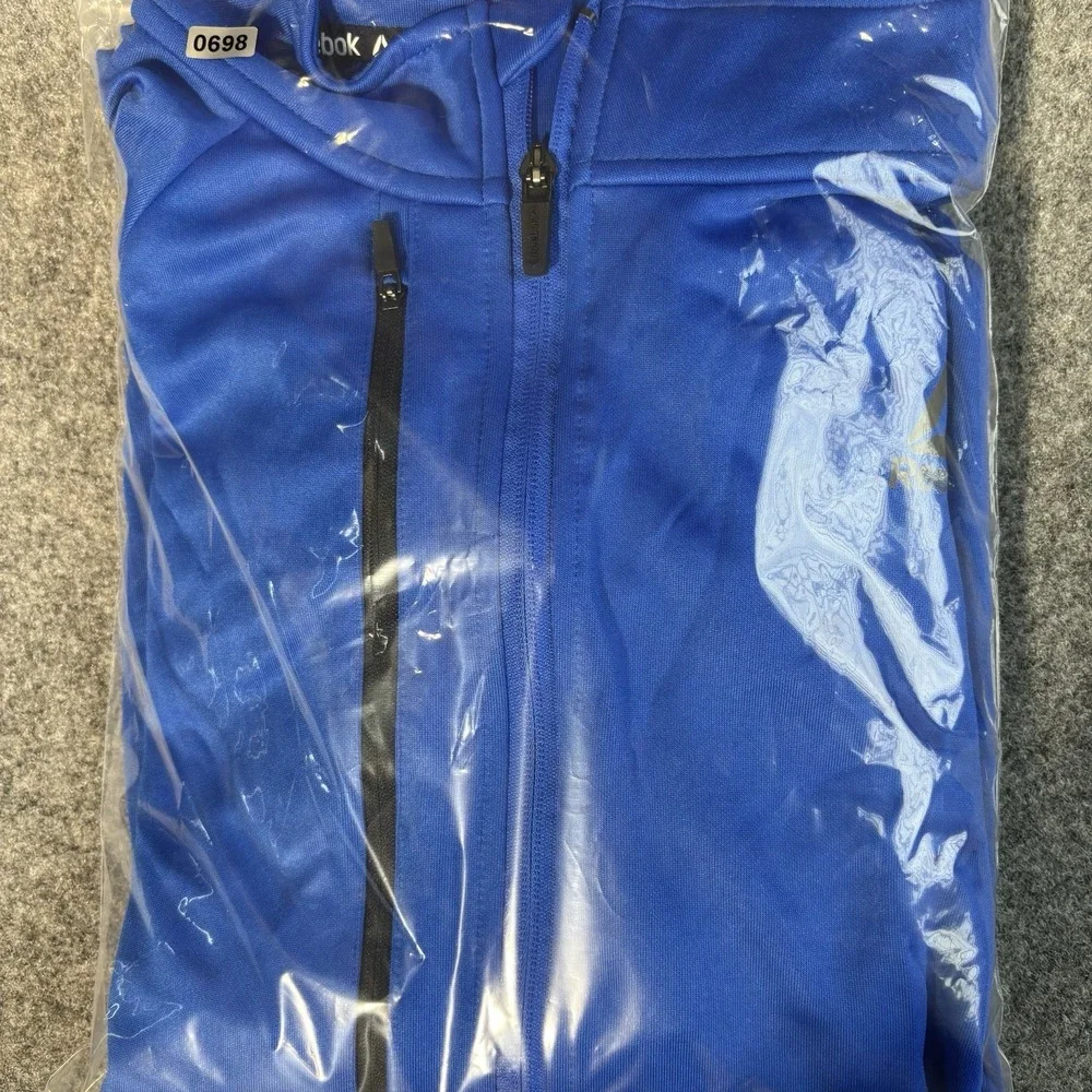 Reebok Jacket Mens Xl Blue Athletic Track Full Zip Training‎ Running Gym Active